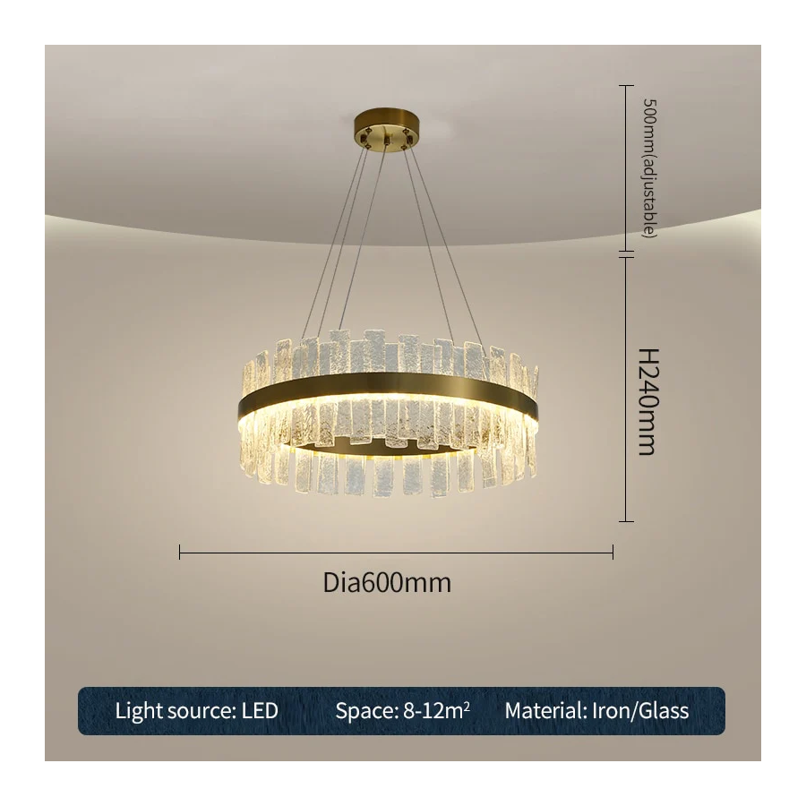 Gold & Cloudy Glass Deluxe Chandelier