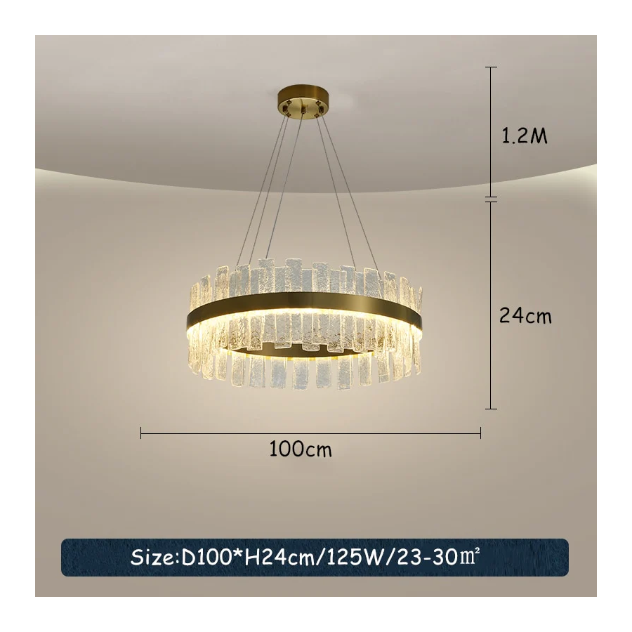 Gold & Cloudy Glass Deluxe Chandelier
