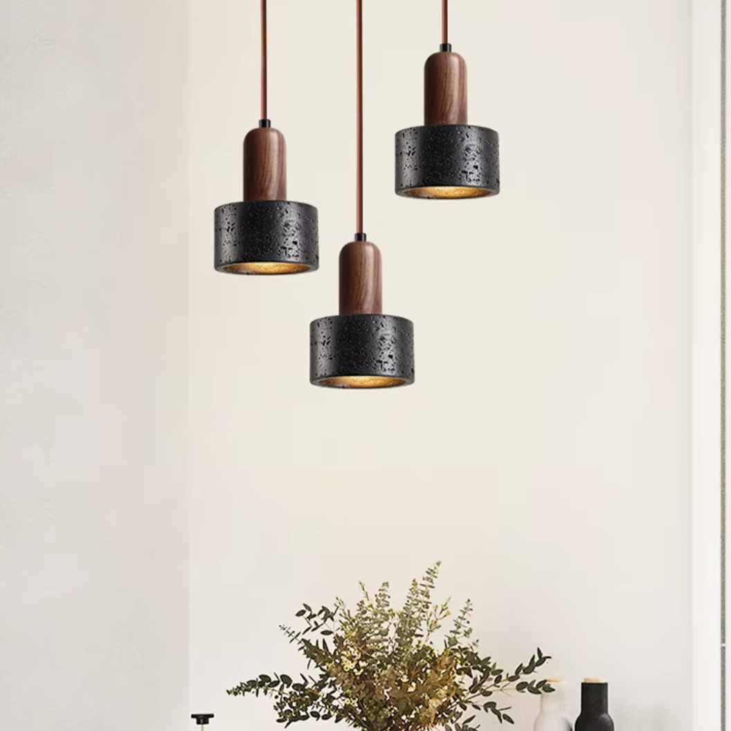 black and brown stone hanging light
