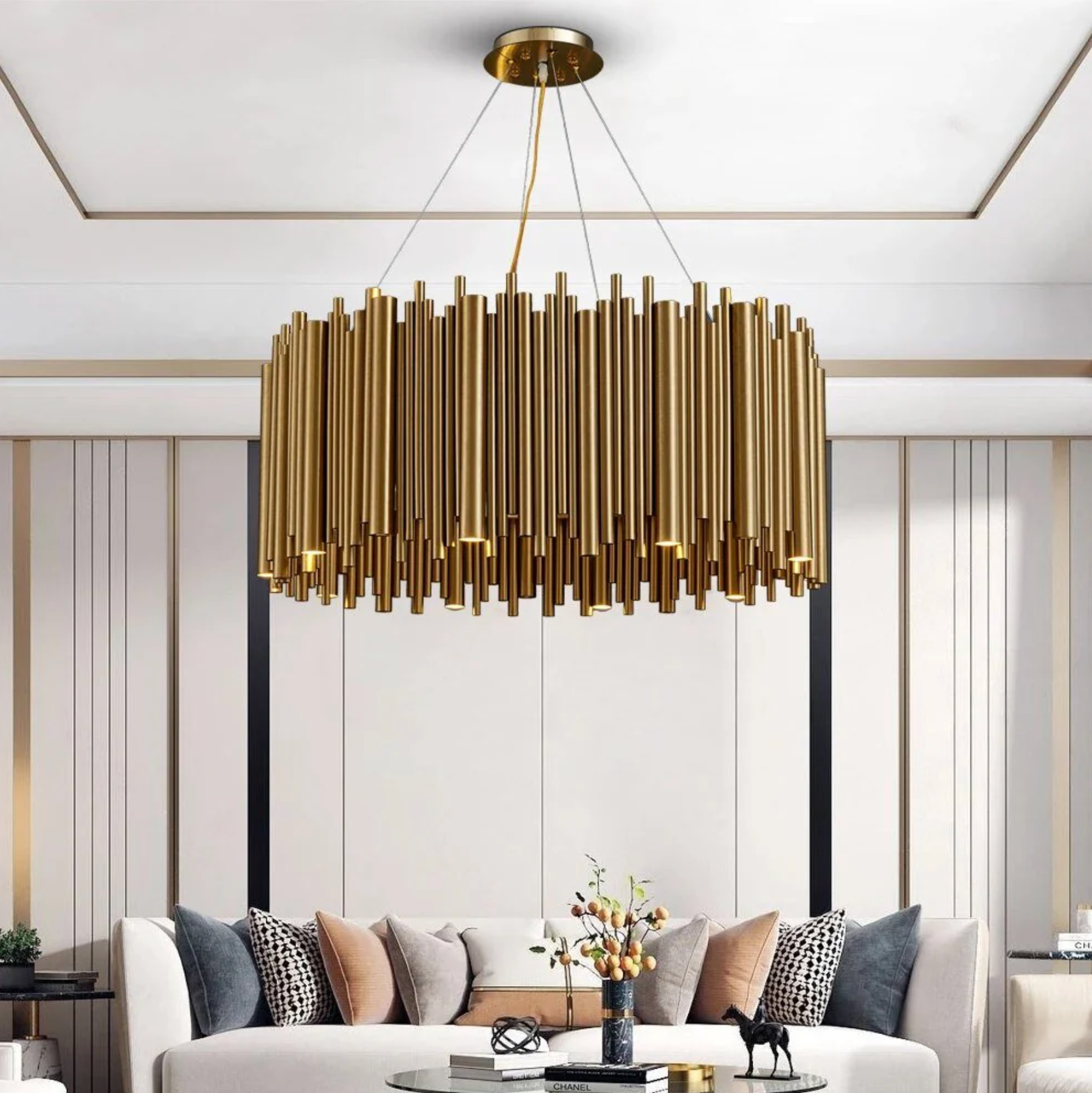 large modern tube chandelier