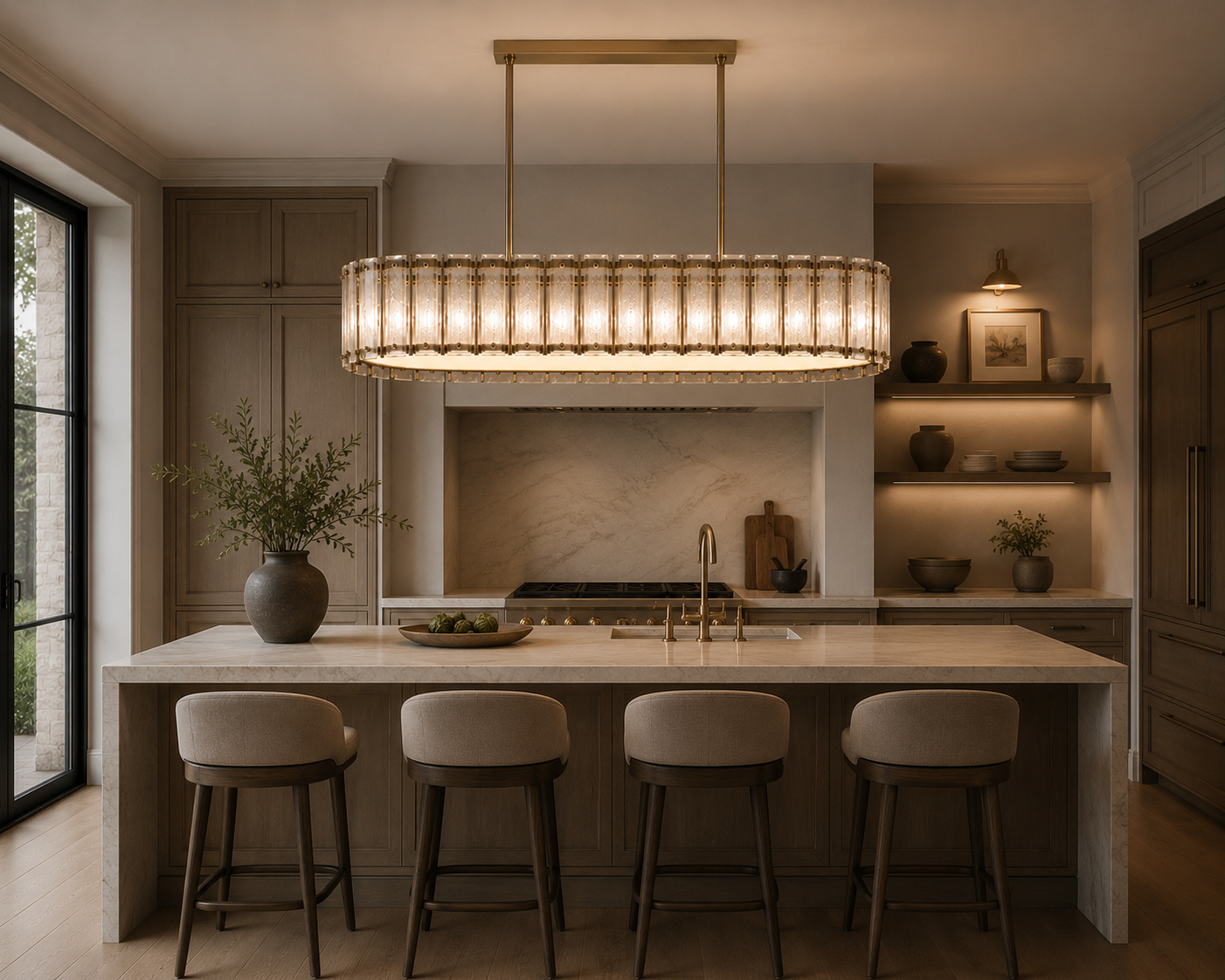 Luxury crystal linear chandelier for modern dining rooms and kitchens